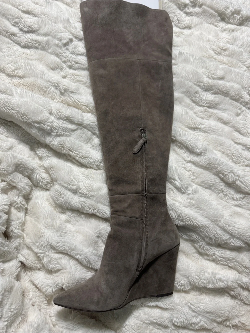 Pour La Victoire Grey suede Serra Over Knee Boots 8